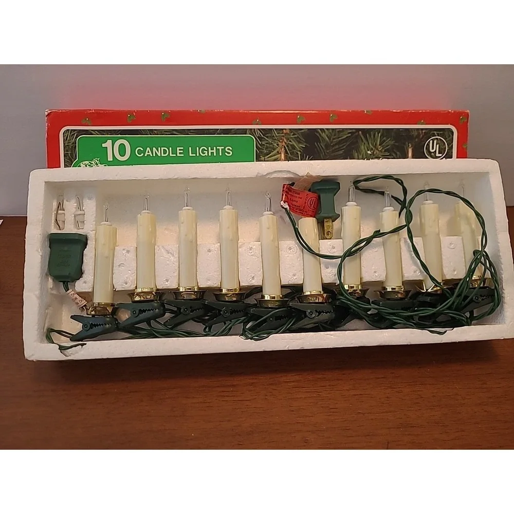Vintage Set of 10 CANDLE Tree LIGHTS CHRISTMAS Around the World‎ w/Box Works